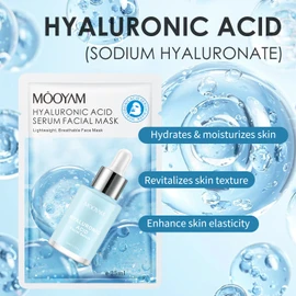 Hyaluronic Acid Serum Face Mask Sheet Hydrating Deep Moisturizing Daily Facial Masks Skincare Hydrating Solution for Dry Skin -All Skin Types (10 Pack)