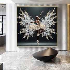 5D Diamond Painting Kits for Adults Beginners, Ballet Woman Wings Special Shape Diamond Art, DIY Drill Diamond Dot Gem Art Kits for Adults, Home Wall Decor 13.78X13.78 Inch