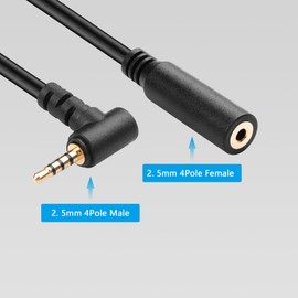 CERRXIAN 2.5mm Audio Cable, 2.5mm TRRS 4-Pole Male to Female Stereo Audio Aux Coiled Cord for Camcorder, Camera,Camera Remote,Headphone,IR Blaster & IR Emitter - 3ft (ML to F)