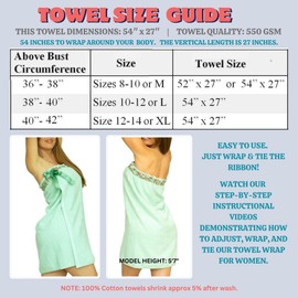 UWRAPT Towel + Wrap for Women All-in-One with Tie Closure – No Snaps or Hook and Loop Fasteners. 100% Cotton Bath Sauna Spa Shower Body Towel Wrap