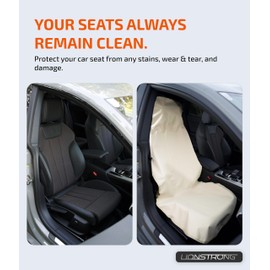 LIONSTRONG® Car Seat Covers for Cars [Waterproof] - Waterproof Seat Covers After Gym Dirt Resistent - Washable Automotive Seat Covers - Car Sweat Towel Seat Cover - Universal - Polyester Beige