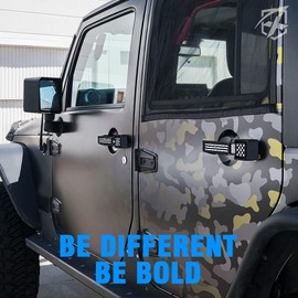 Xprite Flag Aluminum Door Handles Kit & Tailgate Handle, 5PCS Heavy Duty Door Exterior Handles with Spring-Loaded Button Compatible with 2007-2018 Wrangler JK/JKU