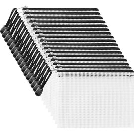 Ipow A5 Document Bag Zip Pockets Mesh Bags Zip Pouch Briefcase for School and Office Supplies 30 Pieces Black