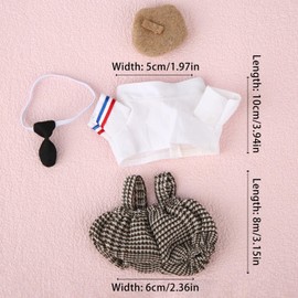 lasuroa 4pcs Plush Doll Clothes, Kawaii Doll Clothes Set Stylish Cloth Outfits Cute Couple Dress Set Top Pants Hat Tie for 17cm Plaything Decoration