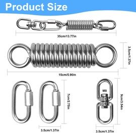 BHHTBB Swing Spring for Hanging Chair Swing Suspension up to 250 kg, Hammock Spring for Spring Cradle, 304 Stainless Steel with 360° Swivel 2 Carabiner Hooks for Punch Bags Yoga