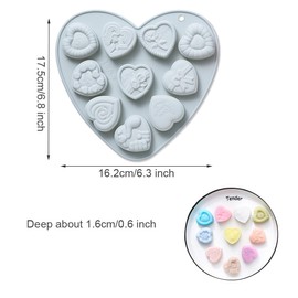 2 Pack Valentine's Day Themed Silicone Molds 10 Cavity 3D Heart Shaped Chocolate Mould Tray DIY Baking Decorating Tools for Candy Pudding Mousse Dessert Gummy Handmade Soap Clay