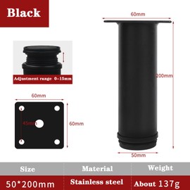 YouYuer Furniture Feet, 200 mm, 4 Pieces, Adjustable Furniture Legs, Table Legs, Base Feet, Table Foot, Couch Feet, Bed Feet, Metal Stainless Steel Cabinet Feet, Furniture Feet, Thick for Sofa, Table,