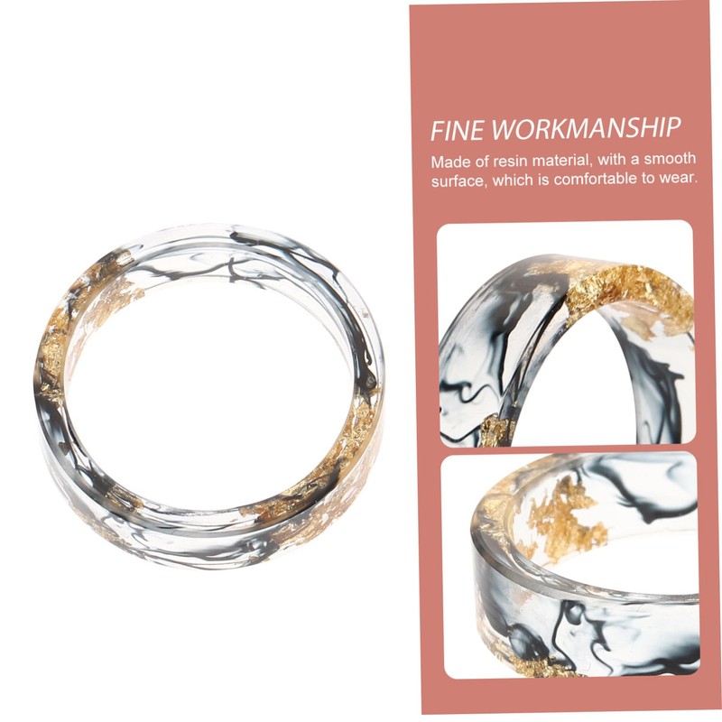 SAFIGLE Resin Gold Foil Ring Set for Women Stacking Ring