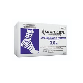 Mueller Stretch MTape® Premium Elastic Athletic Tape, 3″ × 5 yd, White – Box of 16 Rolls – Maximum Strength – Part # 21013