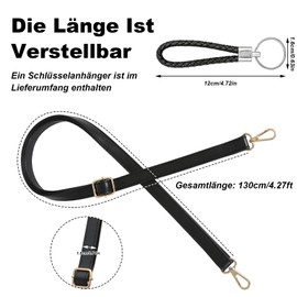 KASURE Shoulder Strap for Bags and Black Key Chain, Women's Leather Shoulder Strap, Adjustable Shoulder Strap, Bag, Shoulder Straps for Purse, Handbags (Golden)