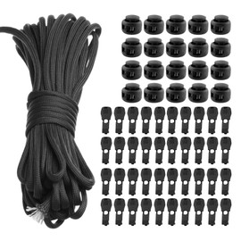 Sudnsadaks Elastic Rubber Cord, 10 m x 3 mm Elastic Band, Round Elastic Cord, Rubber Cord with Cord Stopper and Cord Clamp, Rubber Cord, Bungee Cord for DIY, Backpack, Shoelaces, Black