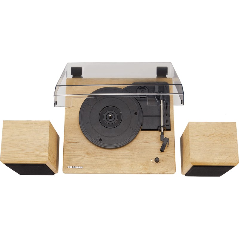 Crosley CR6043A-NA Brio Bluetooth Turntable Shelf System with Included Speakers,