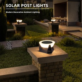 PAKEDANDUN Solar Post Light, 7.1" Modern Fence Deck Cap Lights Solar Pillar Column Lamp Waterproof Lantern 3000K Luxury LED Landscape Lighting for Flat Surface Patio Garden Decoration
