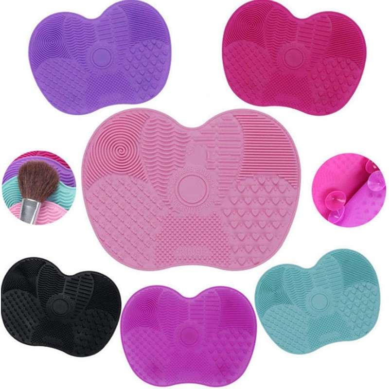 Limpiador de brochas de maquillaje de silicona, almohadilla de limpieza
