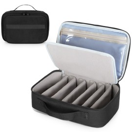 CURMIO Travel Sunglasses Storage Bag, Portable Glasses Box with Removable Dividers for Multiple Glasses, Black