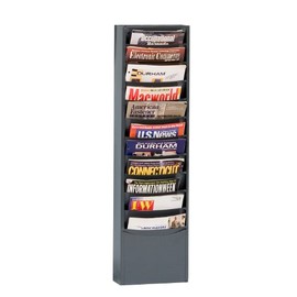 Durham 402-95 Gray Cold Rolled Steel 11 Contour Pocket Vertical Literature Rack, 9-3/4" Width x 36" Height x 4-1/8" Depth
