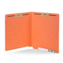 50 Orange End Tab Fastener File Folders - Reinforced Straight Cut Tab - Durable 2 Prongs Designed to Organize Standard Medical Files, Receipts, Office Reports, and More - Letter Size, Orange, 50 Pack
