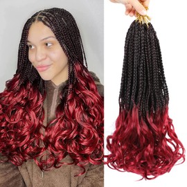 8Packs French Curl Crochet Braids Hair-14 Inch Boho Crochet braids Goddess Box Braids Crochet Hair Pre Looped French Curly Braiding Hair Crochet Box Braids Hair for Black Women (1B/Bug#)…