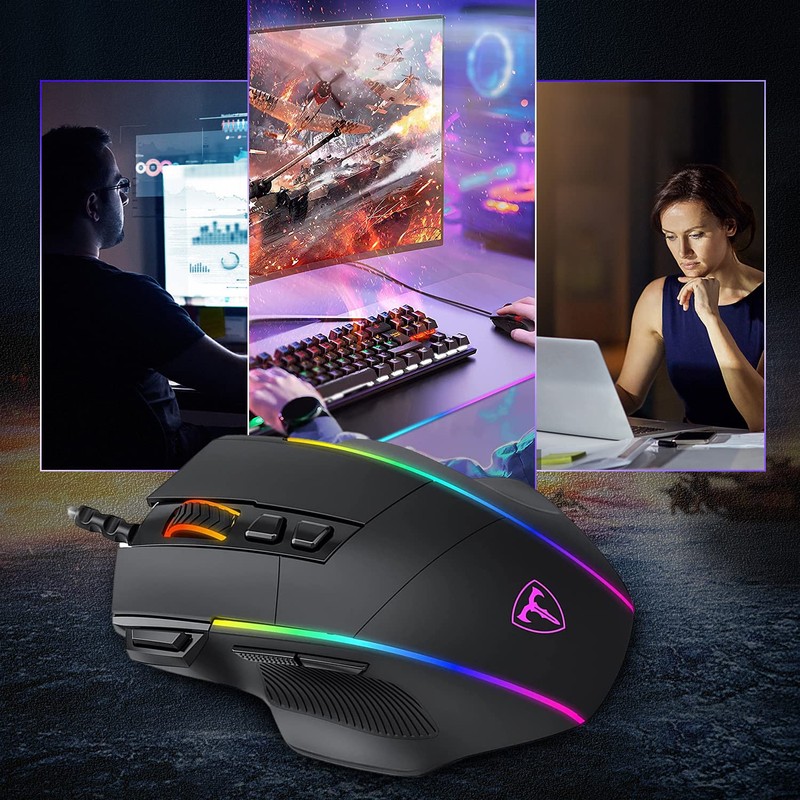 TERPORT S608 Mouse Gaming con Iluminación RGB Personalizable, Hasta 8000