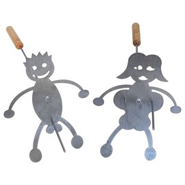 2 pcs Upgrade Hot Dog Roaster, Stainless Steel Marshmallow Roasters with Sticks, Stick, Funny Shape Bonfire Grill Stick Barbecue Forks for Party, Family Dinner,Screw-Retained silver 11.8inch