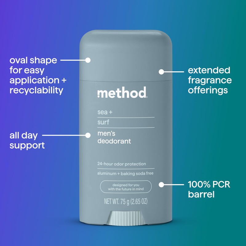 Method Deodorant, Sea + Surf, 2.65 oz, 24 Hour Odor