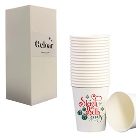 Geloar Christmas Party Cups, 20 Pack 9oz Funny Christmas Disposable Paper Party Cups for Merry Christmas Xmas Birthday Holiday Party (Sleigh Bells)