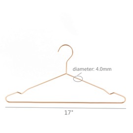 Better to U 17 Inch Matte Rose Gold Metal Hanger Adult Clothes 20 Pack, 4.0mm Heavy Duty Shirt Blouse Hanger for Coat Suit Bridal Boutique, Space Saving Slim Wire Hanger for Camisole Wedding Dress
