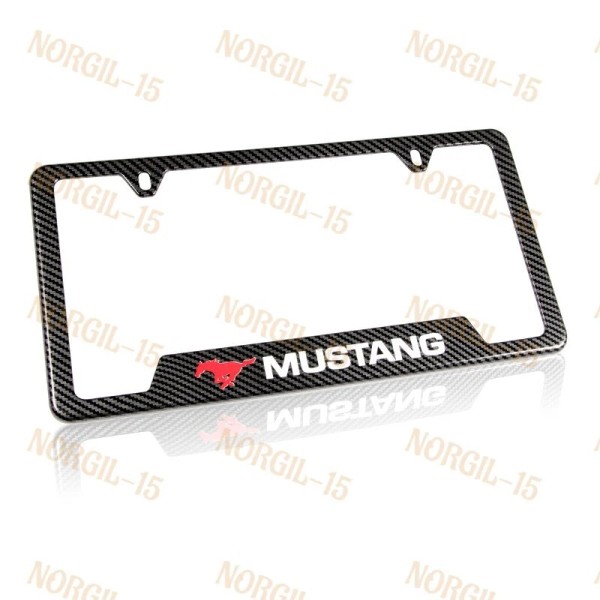 Unbranded For NEW MUSTANG Carbon Fiber Look License Plate Frame