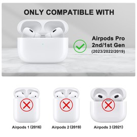 Meliya for Airpods Pro 2 Case, Full-Body Shockproof Hard Shell Protective Cover with Secure Lock Clip Accessories Compatible for AirPods Pro 2nd /1st Generation Case Women Men