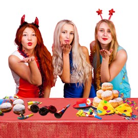 GREATRIL Red Party Table Cloth Disposable Tablecloth for Birthdays Party/Football Team/NYE/Ceremony Decorations Rectangle Tablecover 54'' x 108'' - 2 Packs