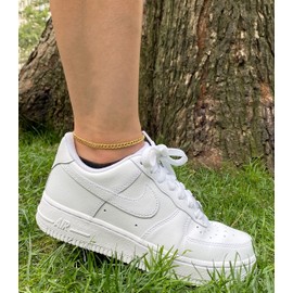 PORI JEWELERS 925 Sterling Silver 4mm Charm Link Chain Anklet - Available in Silver or Yellow (Yellow, 9)