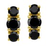 Silvershake 2.26 CTW 3-Stone Natural Round Shape Black Onyx 14K
