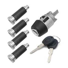 Ollanoos 701837205 Ignition Switch Kit, with Door Lock Barrel Keys 357905855B Door Handle Lock Set Ignition Locking Key Car Ignition Lock Cylinder Replacement for VW T4 Transporter Caravelle 1990-2003