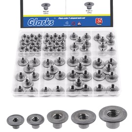 Glarks 85pcs M4, M6, M8, M10 Round Base Weld Nuts, Carbon Steel Tee Nut, T-Nut Mounting Hardware Fitting Fastener Through Hole Flange Insert Female Thread