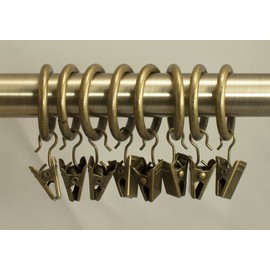 Urbanest Set of 16 Metal Curtain Drapery Clip Rings 1 Inch Diameter, Fits up to 3/4 Inch Rod, (Antique Brass)