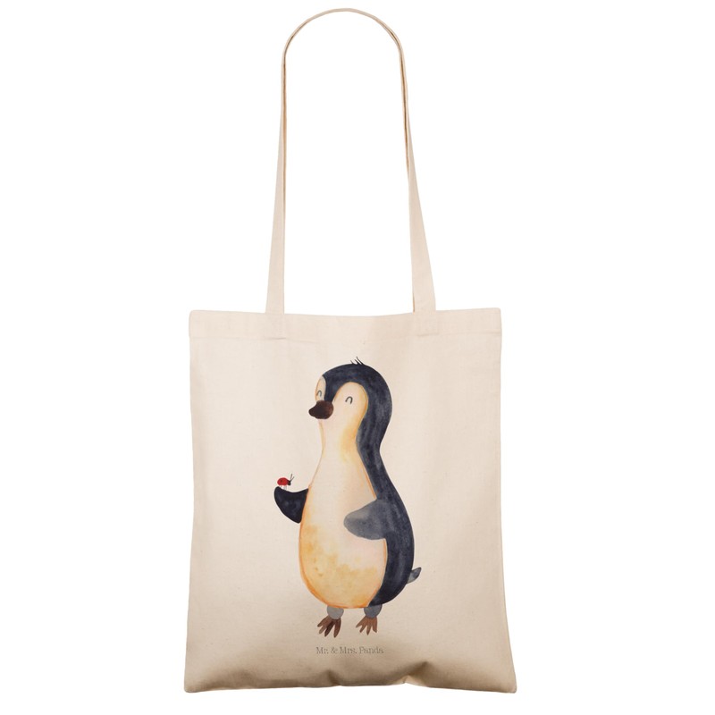 Mr. & Mrs. Panda Penguin Ladybird Tote Bag, Gift, Jute