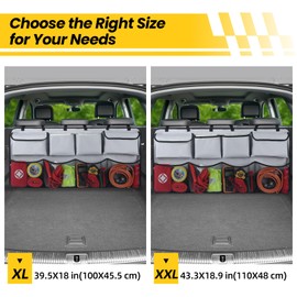 Car Backseat Hanging Trunk Organizer Extra-Long, 30% More Storage, 8 Large Pockets Car Storage Bag for SUV, Truck, Van – Super Capacity SUV Hanging Organizer for a Neat & Clutter-Free Space - Grey