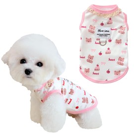 Spring & Summer Pet Clothes Tank Top– Lace Trim Anti-Shedding Shirt for Dogs & Cats, Breathable Cute Apparel for Teddy, Bichon & Small Breeds