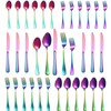 30 Pcs Rainbow Silverware Set for 6, Food Grade Stainless