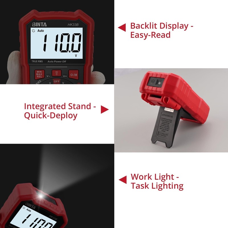 BINTA Digital Multimeter 2000 Counts with AC/DC Voltage, Ohm Volt