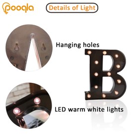 Light Up LED Letter Marquee Sign - Alphabet Marquee Letters with Lights For Wedding Birthday Party Christmas Night Light Lamp Home Bar Decoration B, Black