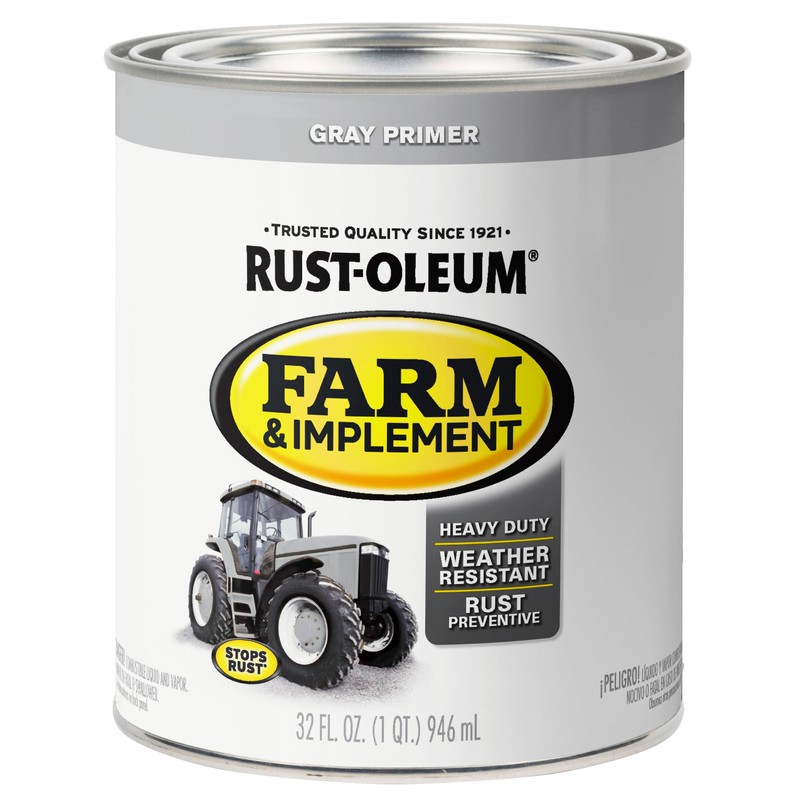 Rust-Oleum 280106-2PK Farm & Implement Enamel Primer Quart, Gray Primer,