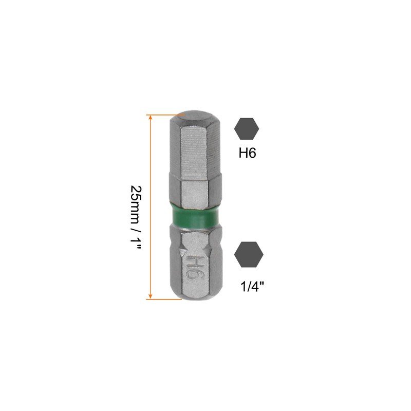 sourcing map 8pcs H6 Hex Screwdriver Bit 6mm 1/4" Hex