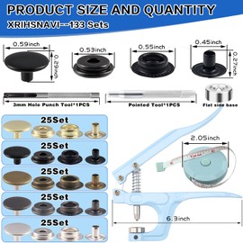 508PCS Heavy Duty Snap Fastener Tool, Canvas Snap Kit, Stainless Steel Snaps,5/8 inche Snap Fastener Kit, Snap Button Kit for Boat Cover, Repairing Boat Covers, Canvas, Sewing Tarps, Bag,Jeans,Clothes