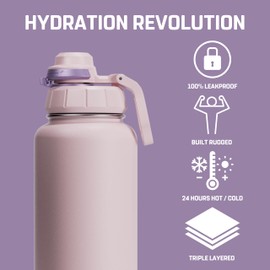 Vesmoon Vessence 32 Oz Stainless Steel Tea Infuser Bottle for Loose Leaf Tea, Water, Herbs, Fruits - Triple Layered Insulated, Leak Proof Bottle with Lid and Clip Handle - 24 Hours Hot/Cold