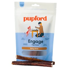 Pupford Thick Bully Sticks for Dogs & Puppies, Smoked for Improved Smell, Natural, Long-Lasting, Single Ingredient Chews for Small & Medium Breeds (6", 10 Count)