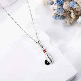 JERWLI Bowling Ball Gifts Necklace 925 Sterling Silver Bowling Ball Pendant Jewellery Gifts for Women Girls, Sterling Silver