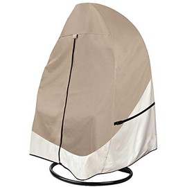 Porch Shield Patio Hanging Egg Chair Cover - Waterproof Outdoor Double Seat Wicker Swing Egg Chair with Stand Protector, Light Tan & Khaki