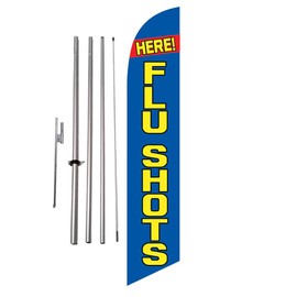 Flu Shots Here Advertising Feather Banner Swooper Flag Kit w/Spike