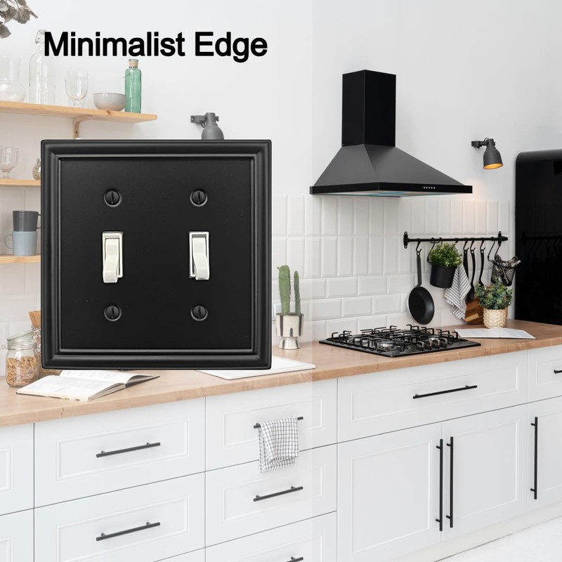 OKAWYC Double Toggle Light Switch Cover Luca Metal Wall Plate,